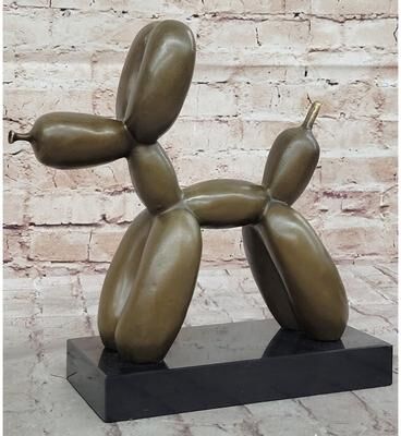 Bronzhaus Balloon Imitative Dog Bronze Metal Sculpture Statue Decor Abstract Art On Marble Base