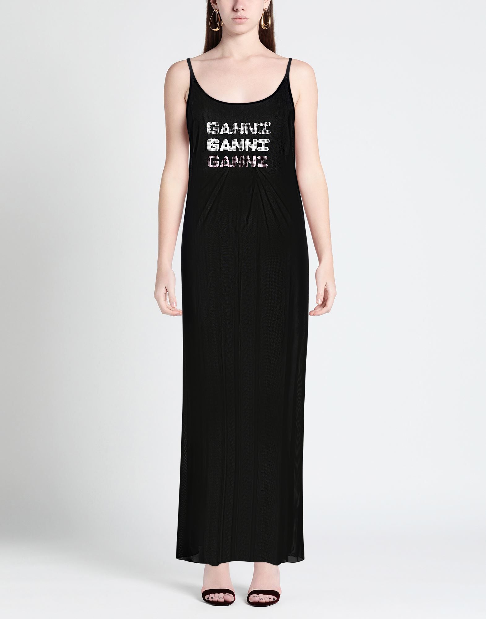 Ganni Vestido largo Mujer Negro 38,40 Mujer