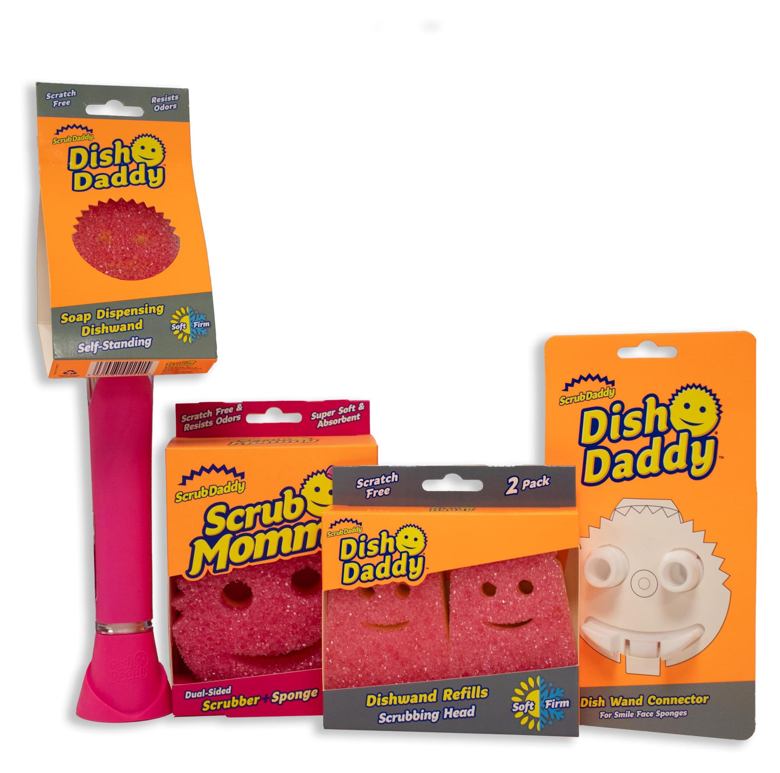 Dripio Spoelborstel met zeepdispenser, spons en navulkoppen, roze