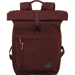 Travelite Rucksack Basics Rollup, 60 cm, mit Laptopfach, Rolltop, bordeaux, Polyester, 35 Liter