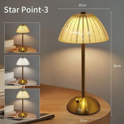 Inspired Living LumiCrystal Rechargeable Table Lamp Crystal LED Dimmable Bedside Light With USB C Charging c