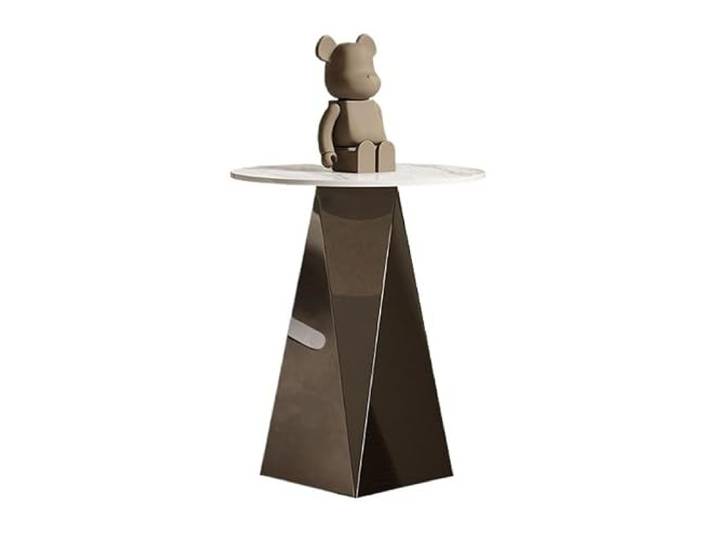 SAMCIOI Wohnzimmer-Beistelltisch, Couchtische Wohnzimmer Sofa Seite Tisch Licht Luxus Edelstahl Runde Rock Platte Ecke Couchtisch, Nachttisch