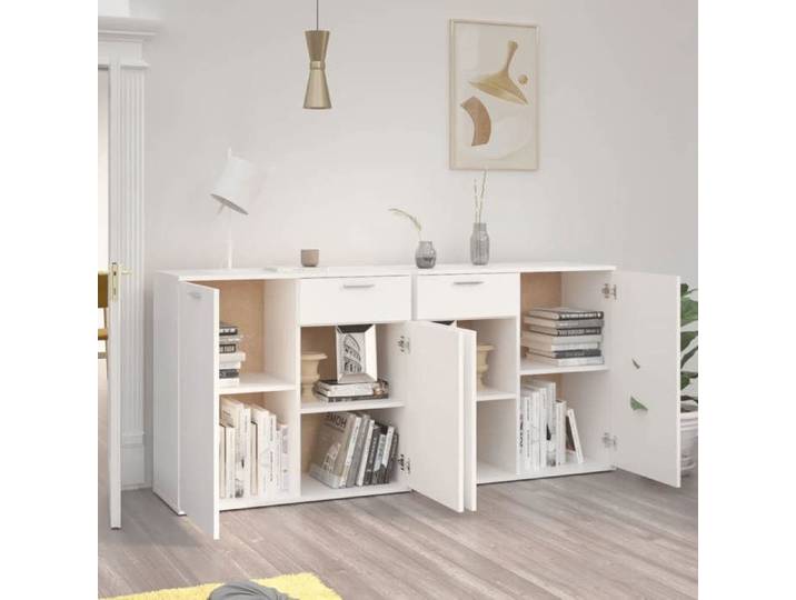 Commode/Buffet contemporain Blanc 160x36x75 cm Bois d'ingénierie LL0000026968