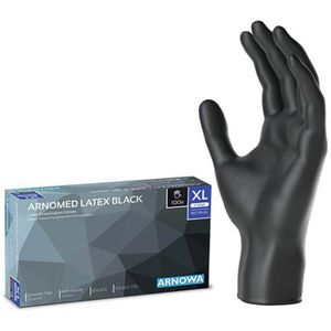 Arnomed Einmalhandschuhe Latex Black, schwarz, 100 Stück, Latex, chemikalienbeständig, lebensmittelecht, Größe XL