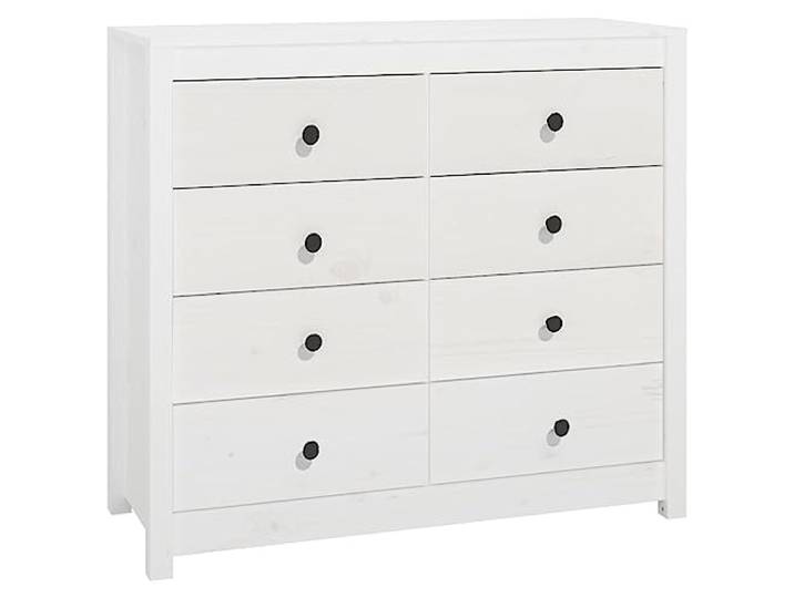 GHVBNMF Beistellschrank Weiß 100x40x90 cm Massivholz Kiefer Kommode Geräumige Anrichte aus echtem Kiefernholz mit Schubladen für Wohnzimmer und Schlafzimmer, inklusive Kippschutz.