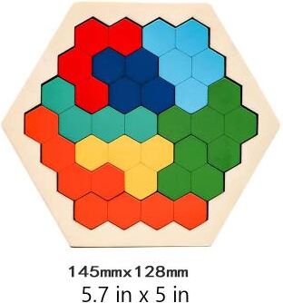 Inspire Curations 3D Wooden Tangram Puzzle Blocks, Colorful Montessori Shape Brain Teaser For Kids style 2 small
