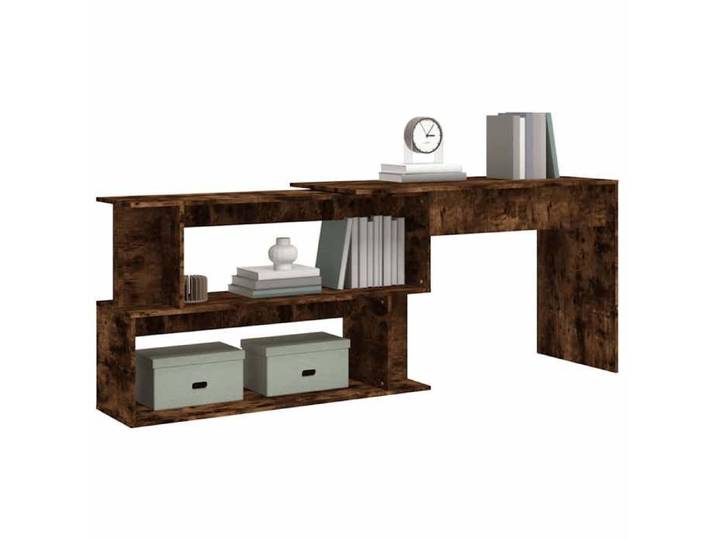 Brun MEUBLE INFORMATIQUE (1 Personne）- Capacité 60 kg - Bureau d'angle POUR maison - Chêne fumé 200x50x76cm - Bois d'ingénierie 2520