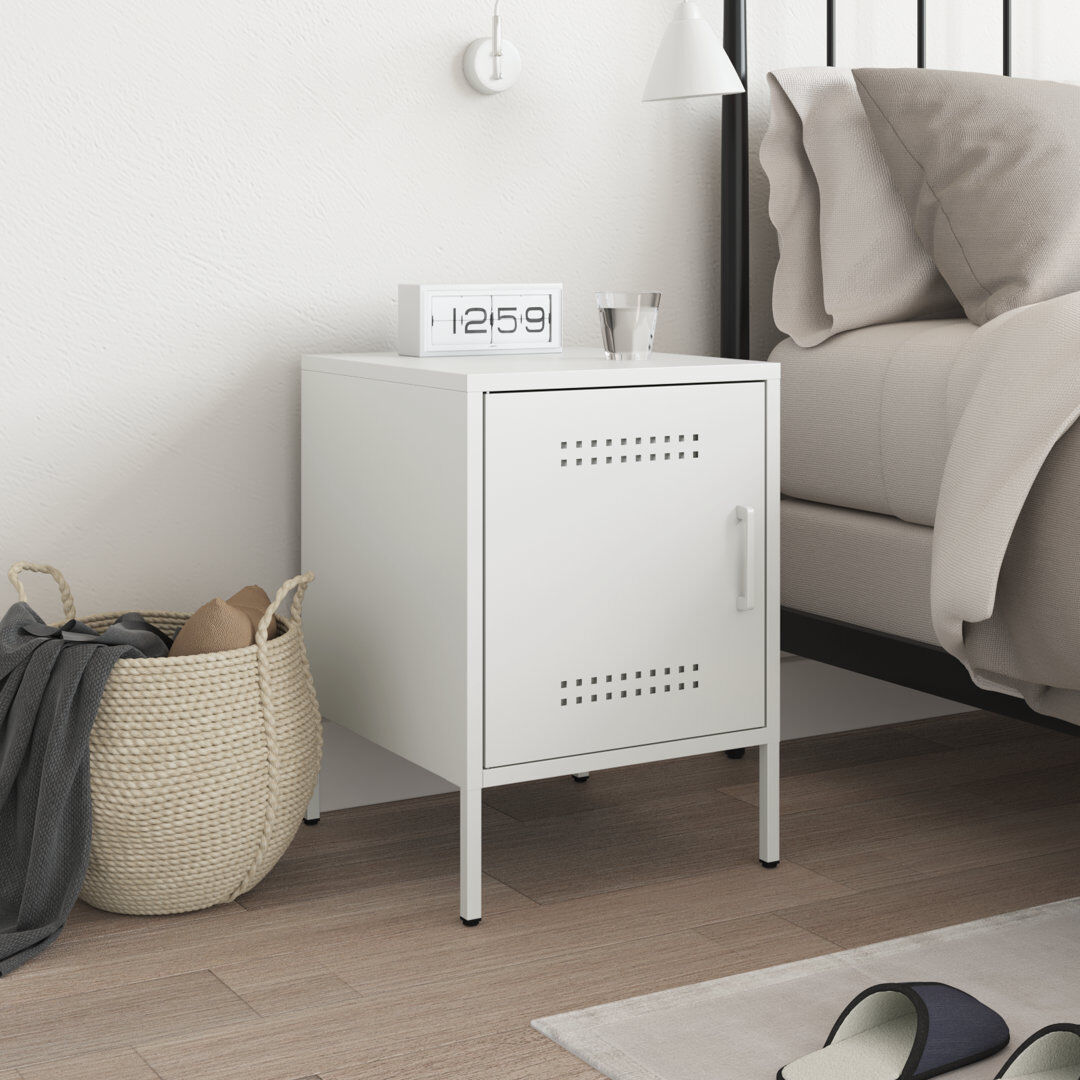 Brayden Studio Loredana Bedside Cabinet 36 x 39 x 50.5 cm Steel White Incorrect 50.5cm H X 36cm W X 39cm D
