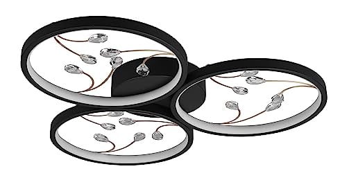 Trio Groovy Plafondlamp Zwart met LED en Dimbare Glas en Metaal Ø: 62,0 cm, H: 6,0 cm