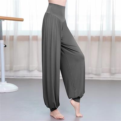 Latein-Ballsaal-Übungshosen für Damen – lockere Laternen-Tanzhosen mit weitem Bein, dehnbare hohe Taille für moderne/zeitgenössische Kurse