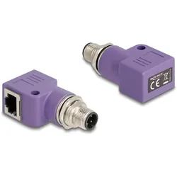 DELOCK M12 Adapter D-kodiert 4 Pin St zu RJ45 Bu gewinkelt