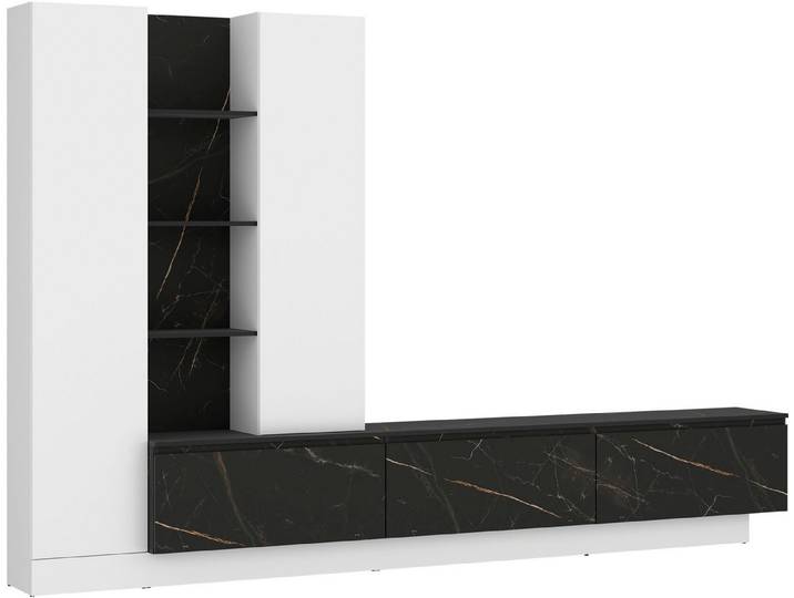 Home affaire Wohnwand Modesto, (Breite ca. 295cm), bestehend aus 1 Lowboard, 2 Hochschränken und offenen Ablageflächen