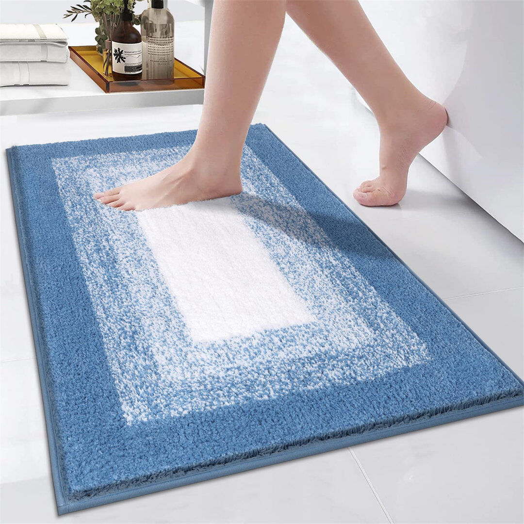 Ebern Designs Rectangle Bath Mat Blue 80cm W