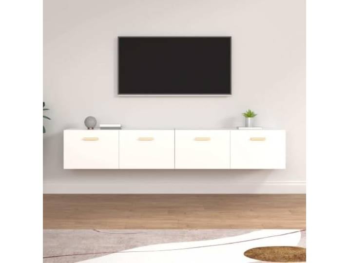 KGHFDVB Wandschrank 2 Stück Weiß 100x36 cm Holzwerkstoff 2 Fächer, Wandmontage, Platzsparend, Montageanleitung enthalten