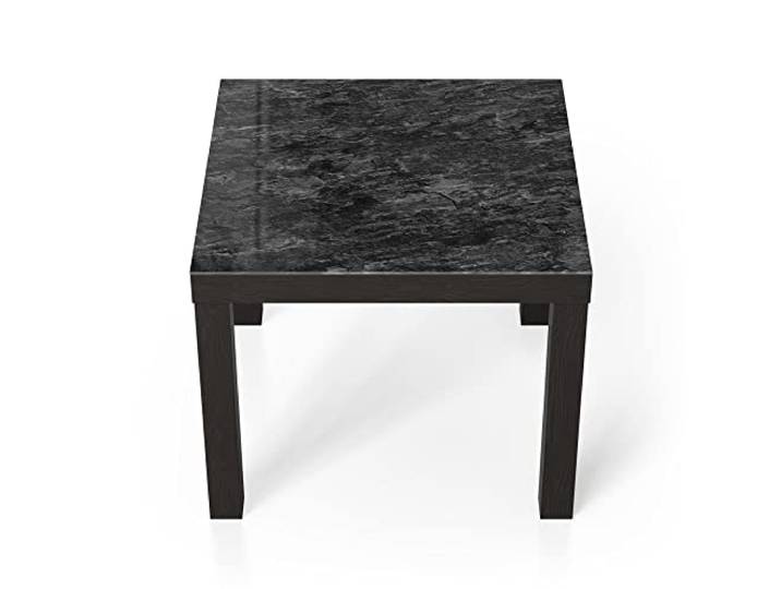 DEQORI Glastisch schwarz klein 55x55 cm Motiv Dunkle Steinstruktur ausgefallener Beistelltisch aus Glas Hochglanz Couchtisch fürs Wohnzimmer moderner Couch Tisch mit Design