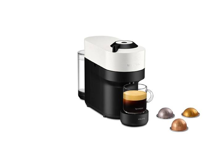 KRUPS Kapselmaschine Vertuo Pop Coco White , Energieeffizienz: A+, schwarz (schwarz, weiß), B:13,6cm H:25cm T:42,6cm, Kaffeemaschinen, Kapselmaschine