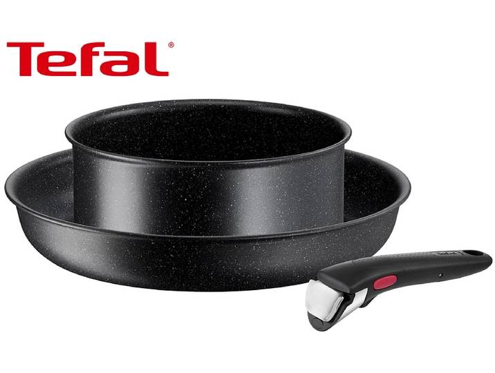 Kochset INGENIO BLACK STONE TEFAL 3 Stück aluminium Schwarz