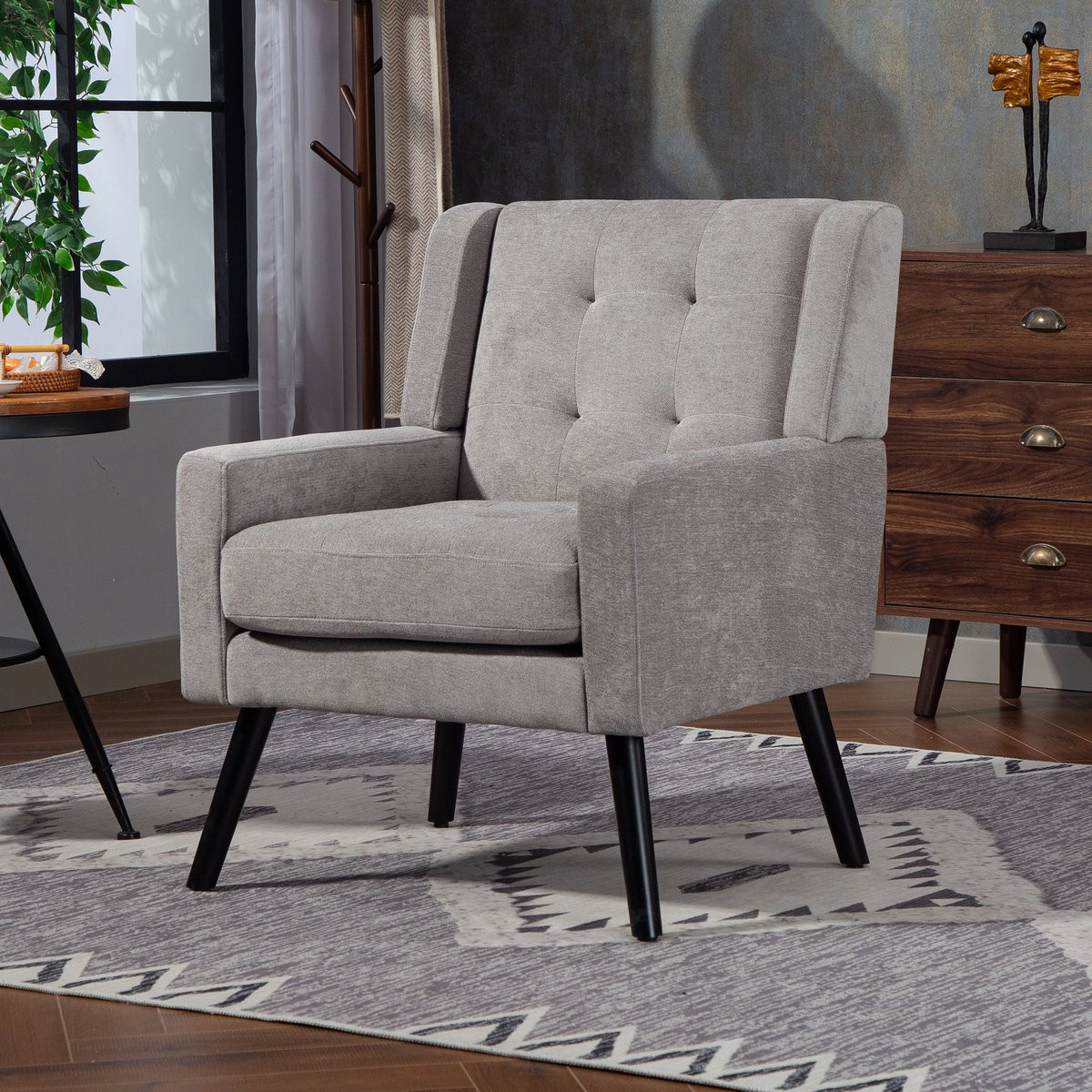 Welltin Scandinavische Gestoffeerde Fauteuil - Grijs