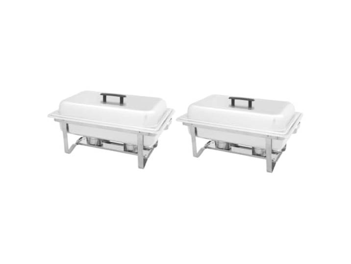 APXESS Chafing Dish Set 2-TLG. Edelstahl Speisenwärmer Gastronomie Inkl. Deckelhalter, GN-Behälter Standardmaß, Für Partys & Events