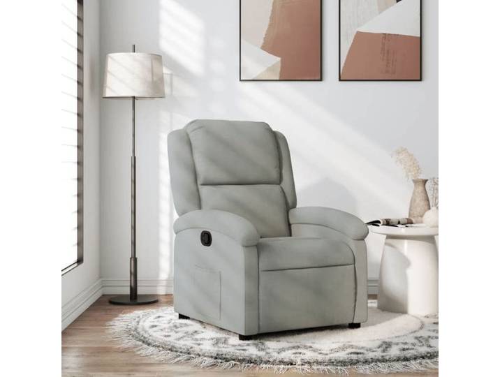 JUIN* Fauteuil réglable/relaxation Fauteuil inclinable gris clair 100 % polyester Velours F236905