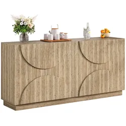 Sideboard 160x40x80 Naturholz mit Regalen und Türen, Stauraum für Wohnzimmer und Esszimmer, minimalistisches Design