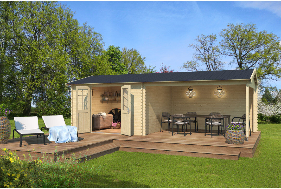 Lasita Maja Lasita Amarillo 23.5 x 11 Ft. Summerhouse With An Undercover Canopy (28mm)