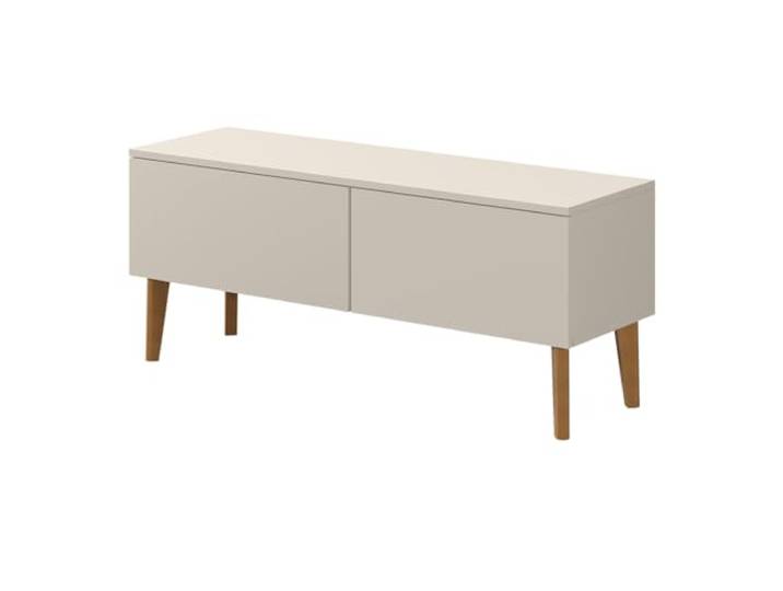 PAWS MEBLE Bergen RTV 120 2D Beige – Skandinavisches TV-Lowboard 120 cm – Push-to-Open – Holzfüße – 2 Fronten nach unten öffnend