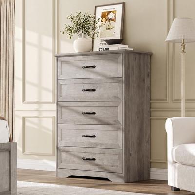 Garvee 5/6-Drawer Modern Farmhouse Tall Wood Dresser, Bedroom Chest