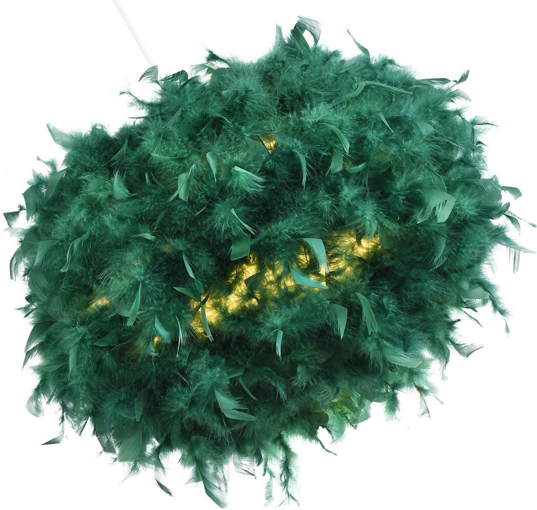 Latitude Run Eye-Catching and Modern Genuine Feather Decorated Pendant Light Shade Green 30cm H x 40cm W x 40cm D