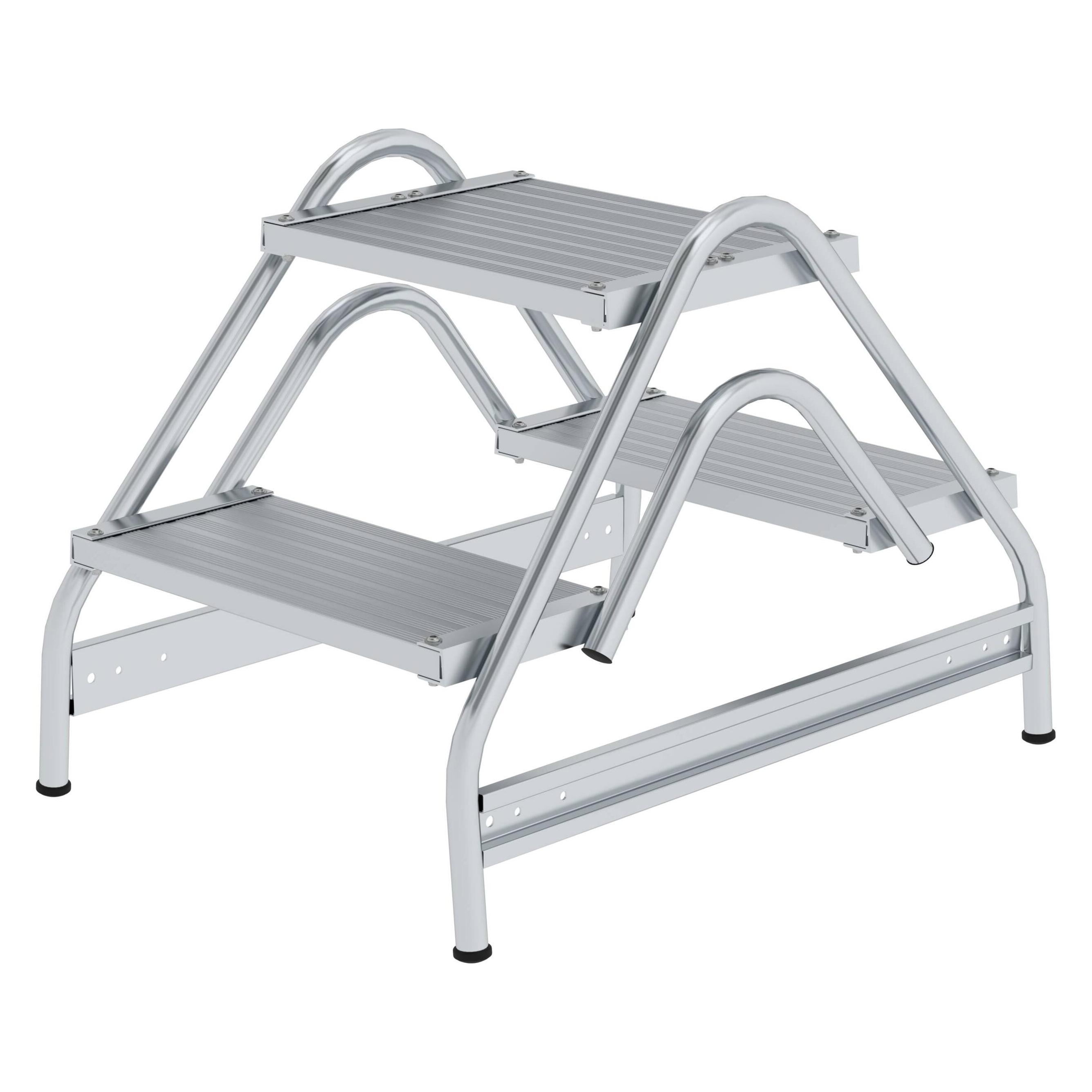 Munk Arbeitspodest beidseitig begehbar Aluminium geriffelt 2x2 Stufen (Gerüst, 73.50 cm) (050059)