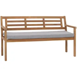 PROREGAL Gartenbank | HxBxT 82x145x59cm | Sitzbank Parkbank Holzbank | Massiv-Holz Akazie MVG-zertifiziert | Kissen Grau