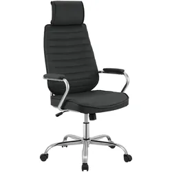 CLP Bürostuhl ergonomisch Rako, Schreibtischstuhl höhenverstellbar drehbar Kunstleder, Rückenlehne mit Kopfstütze, Armlehnen gepolstert