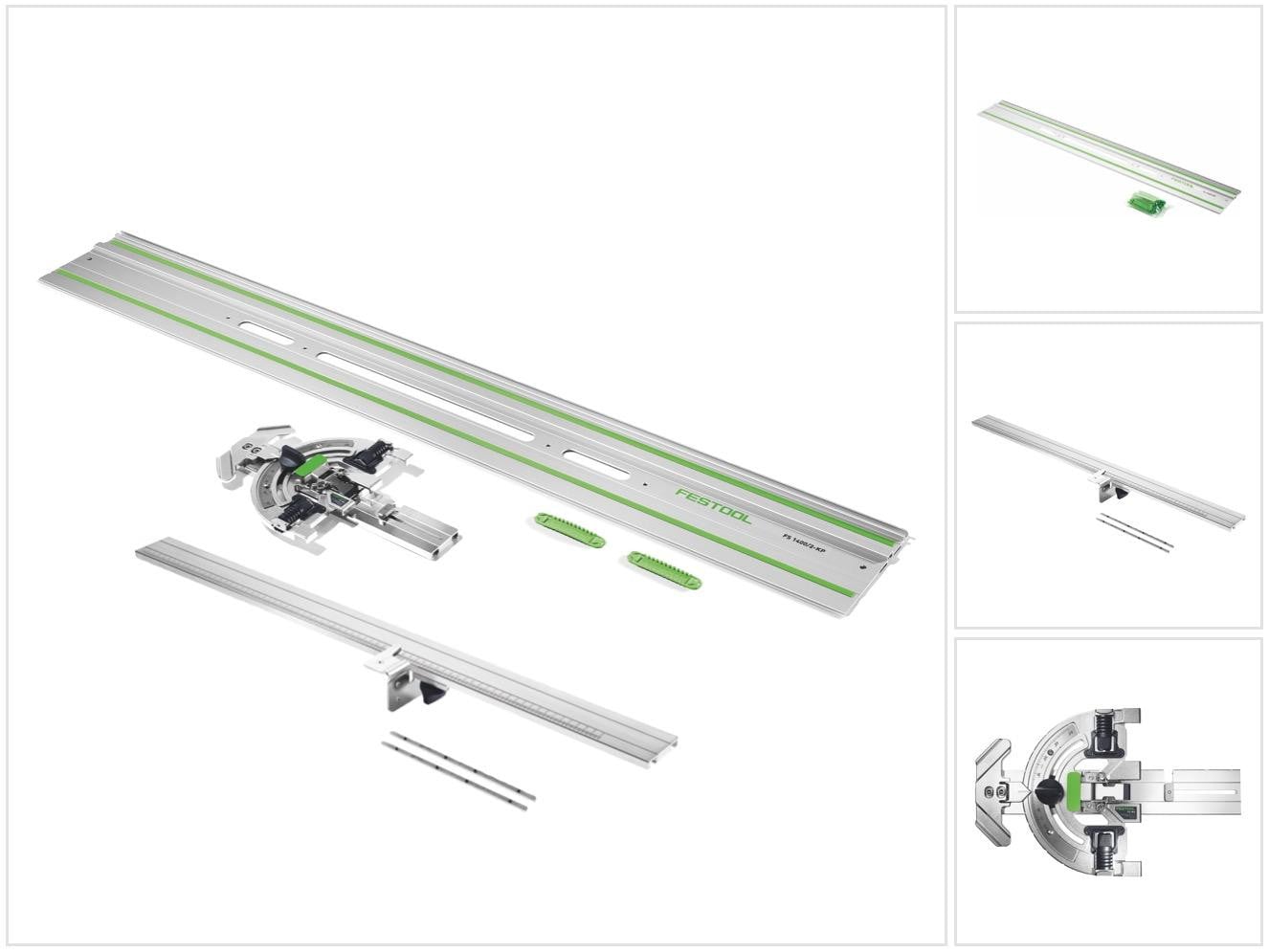 Festool FS-WA hoekgeleider voor 60 graden zaagsnede inclusief FS-WA-VL verlengstuk en FS 1400/2-KP geleiderail van 1400 mm