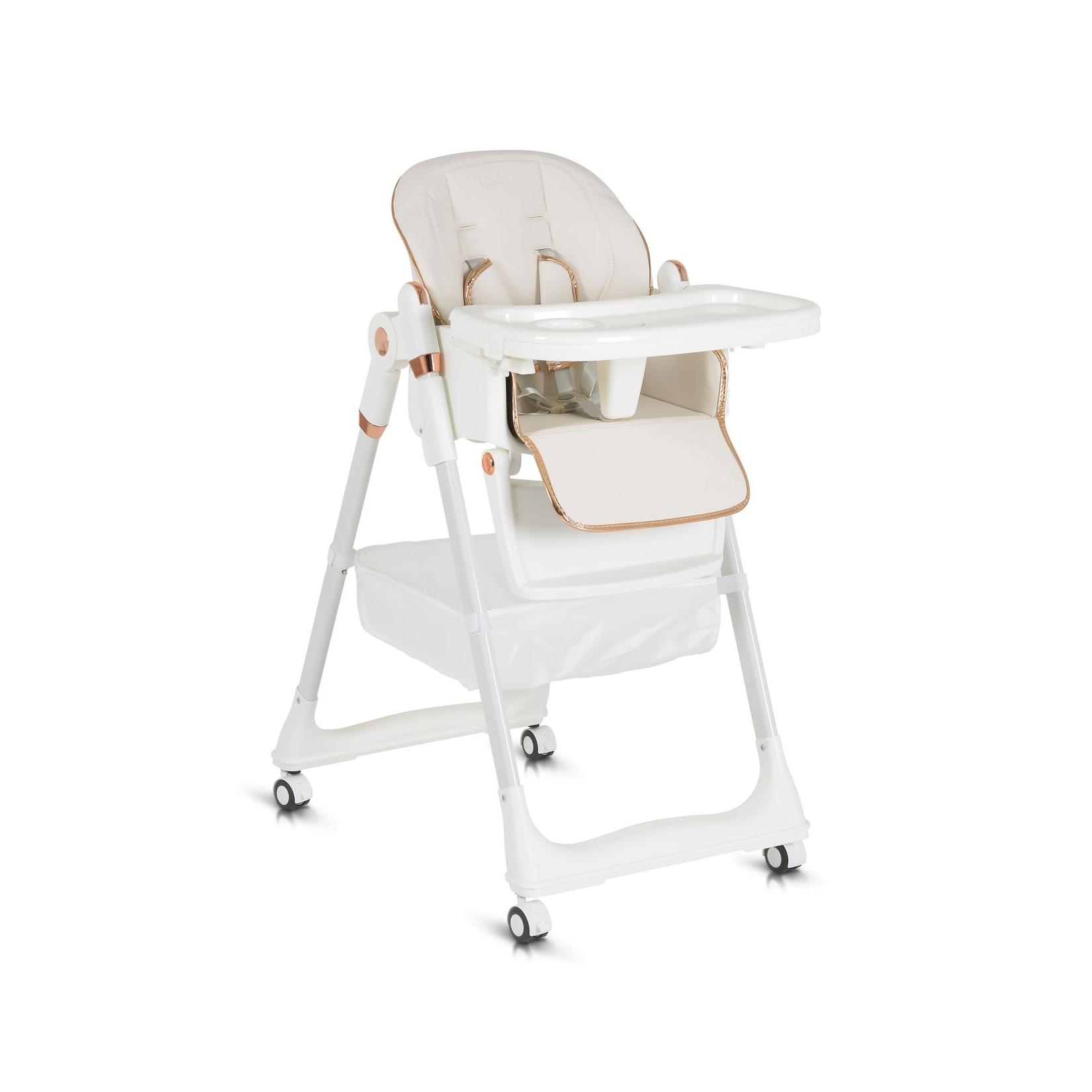 Moni Kinderhochstuhl Lindo klappbar Lätzchen Besteck Räder Korb höhenverstellbar weiß