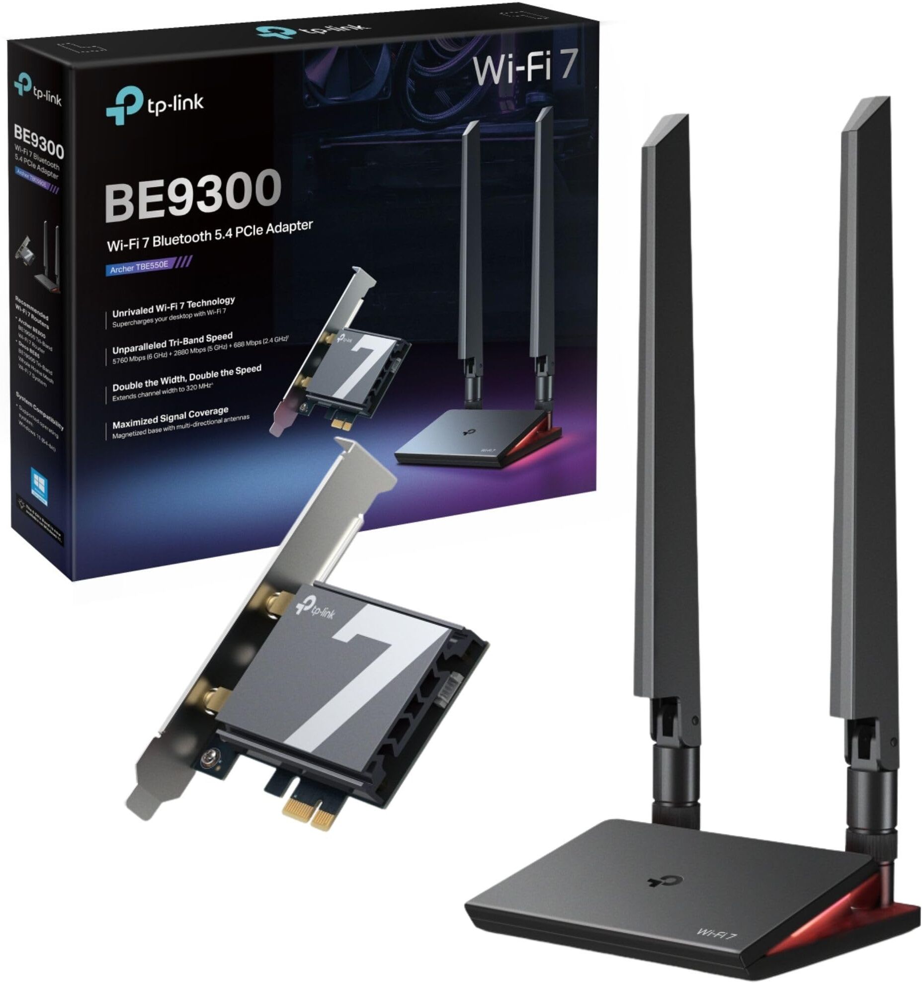 TP-LINK Archer TBE550E BE9300 Wireless & Bluetooth PCIe Adapter