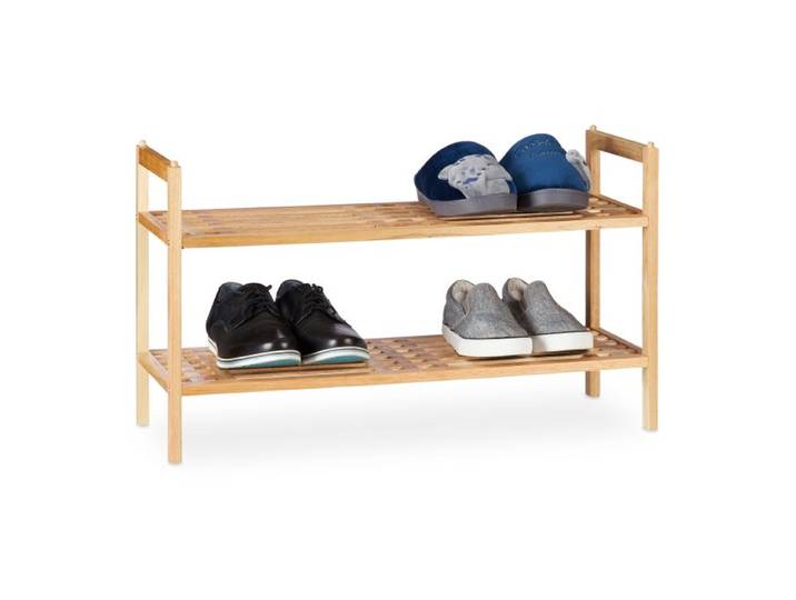 Relaxdays 4 x Schuhregal stapelbar Walnuss