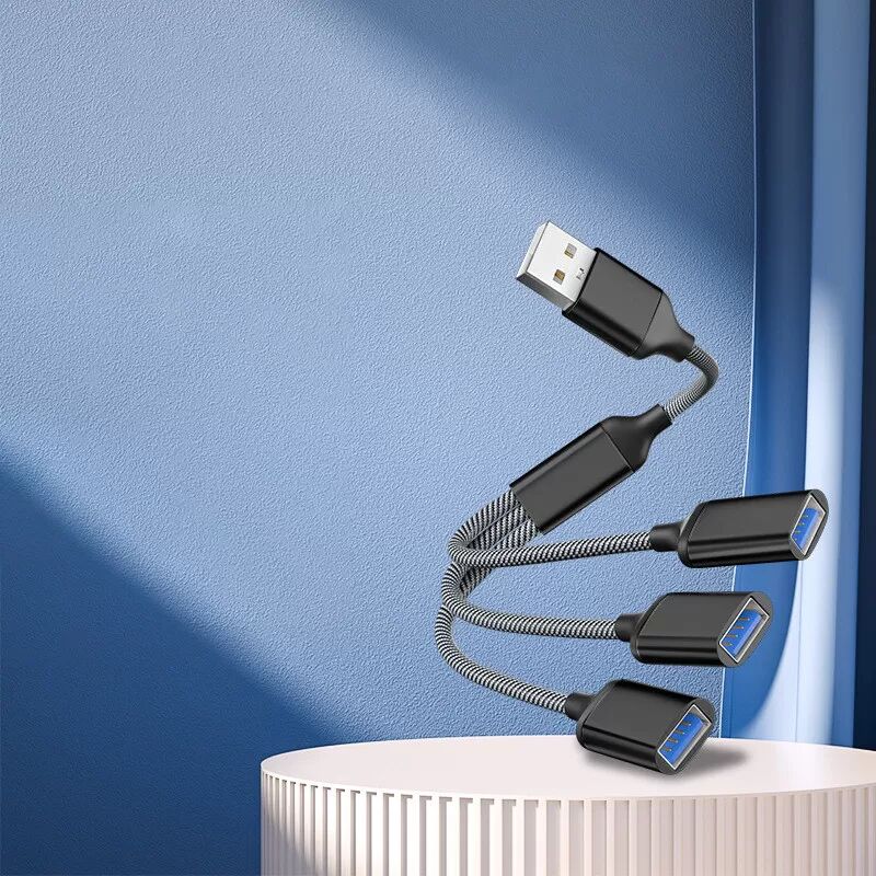 INF 3-Port-USB-Hub-Splitter-Adapter Schwarz