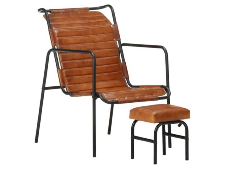 NLQMSU Relaxsessel mit Fußstütze, Braun, echtes Leder Weiches Echtleder, pulverbeschichtetes Eisen, Vintage-Stil, Unterstützung 110 kg pro Sitz, Wohnzimmer, Schlafzimmer, Lesen