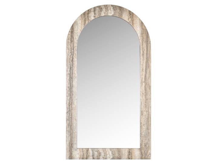 Richmond Gebogen Spiegel Calvo Marmer en travertinlook, 100 x 55cm - Grijs