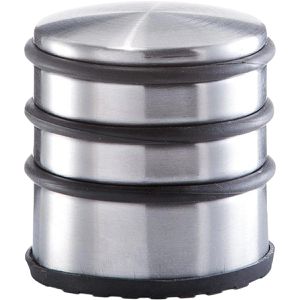 Zeller Türstopper 13807, aus Gummi / Edelstahl, für den Boden, rutschfest, silber, 7 x 6,5cm