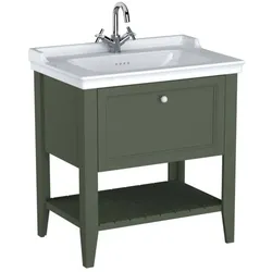 VitrA Valarte Waschtisch-Möbel-Set 65815 79,5x53x88cm, 1 Vollauszug, Korpus Vintage grün/Waschtisch weiß hochglanz