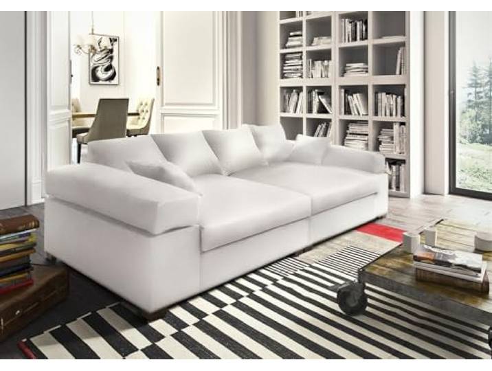 Big Sofa Couchgarnitur Megasofa Riesensofa AREZZO Kunstleder Madryt (Weiß)