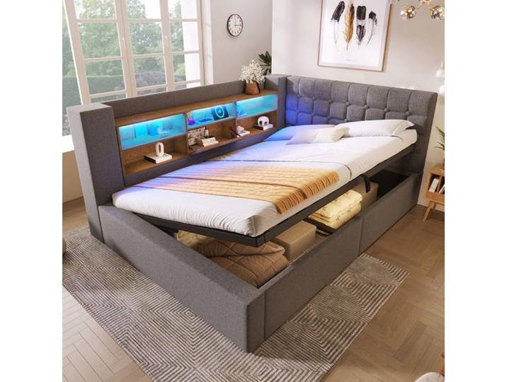 Lit - Page Living - 140x200 - Coffre hydraulique - LED contrôlable