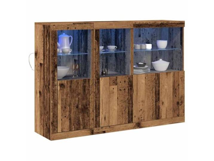 vidaXL LED-Sideboard Altholz 142,5 x 37 x 100 cm Holzwerkstoff Jede Menge Platz für deine Sachen, Zeigt den Charme von wiederverwendetem Holz, Schafft die richtige Stimmung in jedem Raum