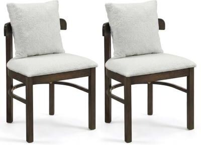 Costway Fabric Upholstered Wood Dining Chairs Set of 2 with Removable Pillow-Gray