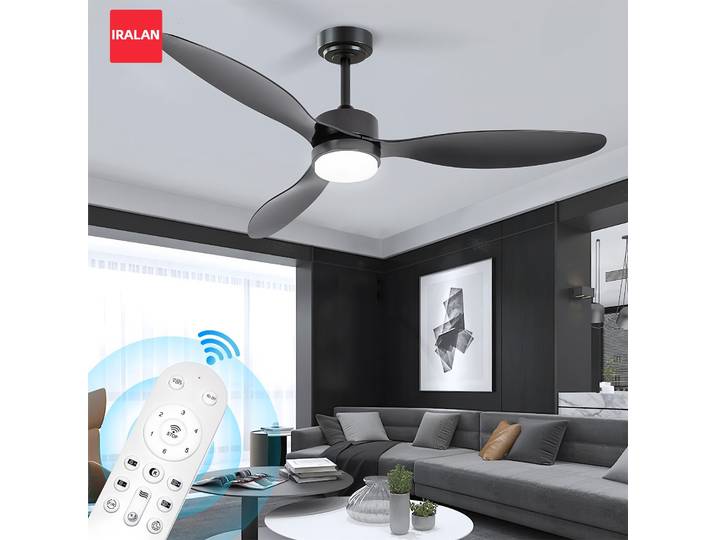 Ventilateur de plafond IRALAN, 42/52 pouces, avec lampe, grand ventilateur à trois pales, télécommande intelligente, application, variateur d'intensité, minuterie, ventilateur de plafond avec