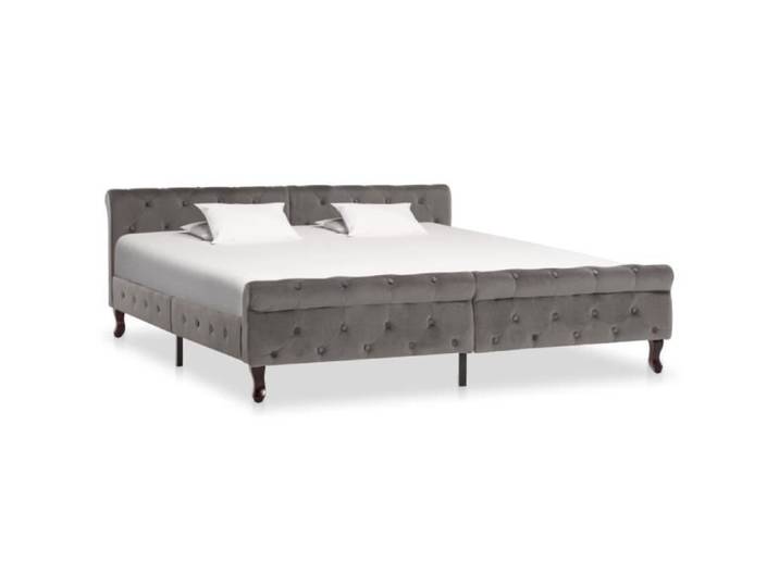 Lit Adulte 2 Places - JILI - Gris Velours - Contemporain - Design