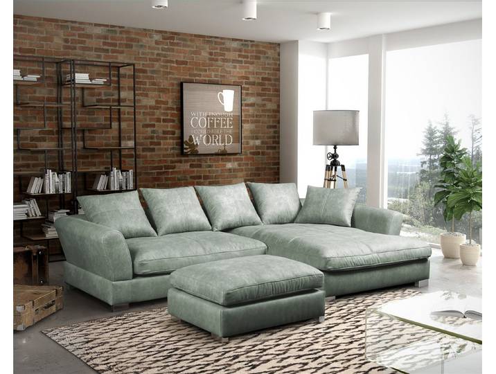 Fun Möbel Ecksofa Sofa inkl. Hocker TIZIAN Wildleder Preston, Ecksofa inkl. Hocker