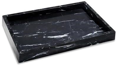 Garvee Luxury Black Natural Marble Vanity Tray – Large Water-Resistant Stone Organizer