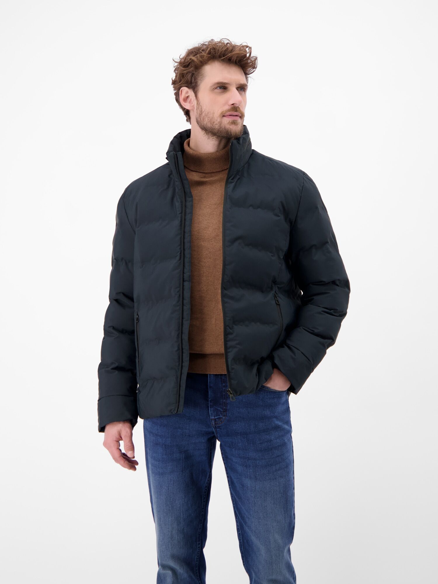 Steppjacke LERROS "Herren Steppjacke", Herren, Gr. M, schwarz (blau night), 100% Polyester, Jacken Steppjacke blau night M